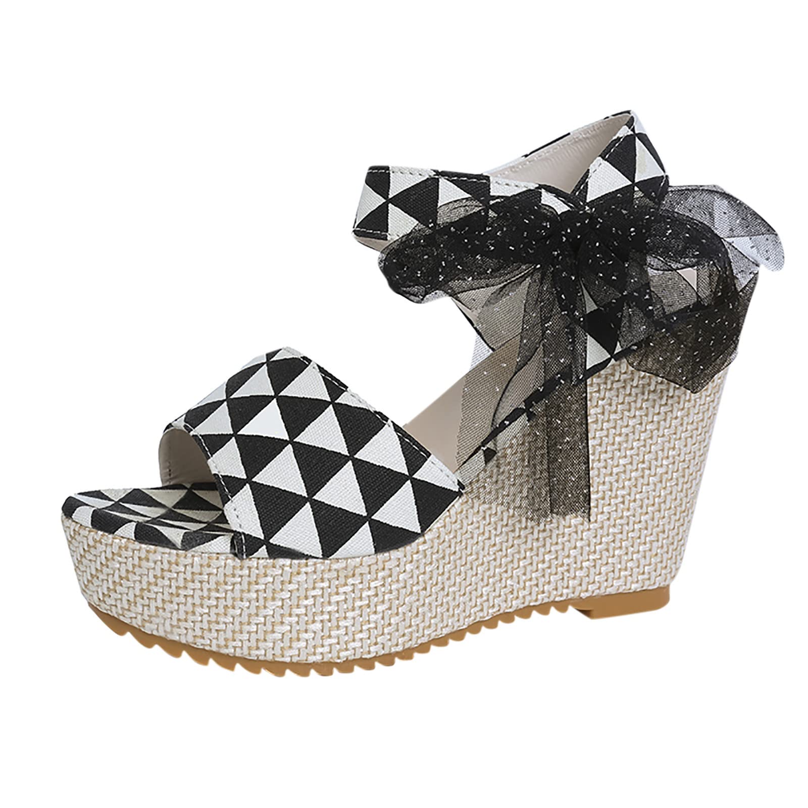 Women's Casual Peep Toe Wedge Sandals - Comfortable Classic Fit Summer Shoes for Beach, Vacation & Everyday Wear