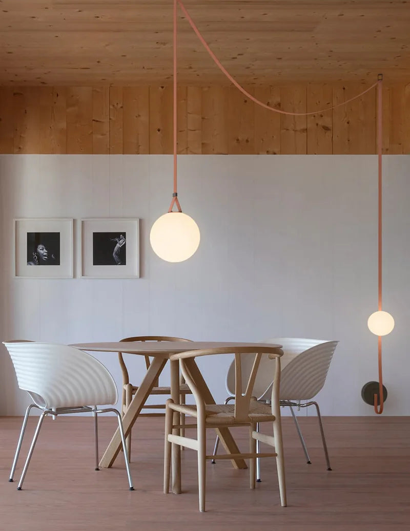 Modern Suspended Sphere Belted Pendant Light - Industrial Style Ceiling Fixture for Dining Room, Kitchen Island & Bedroom Decor