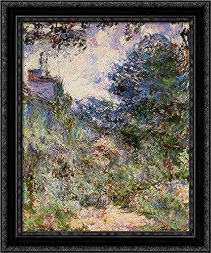 Claude Monet 'The House Seen from the Rose Garden' 20x24 Inch Black Ornate Wood Framed Canvas Art Print - Perfect for Living Room, Bedroom, or Office Wall Decor