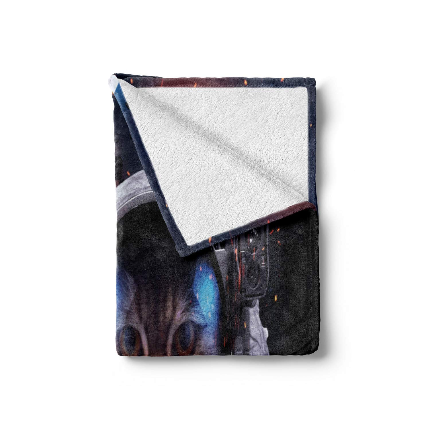 Ambesonne Space Cat Throw Blanket - Astronaut & Comet Galaxy Design | Soft Flannel Fleece Couch Cover (50x60 Inches) for Living Room, Bedroom Decor | Dark Blue & White Cosmic Print Blanket for Adults & Teens