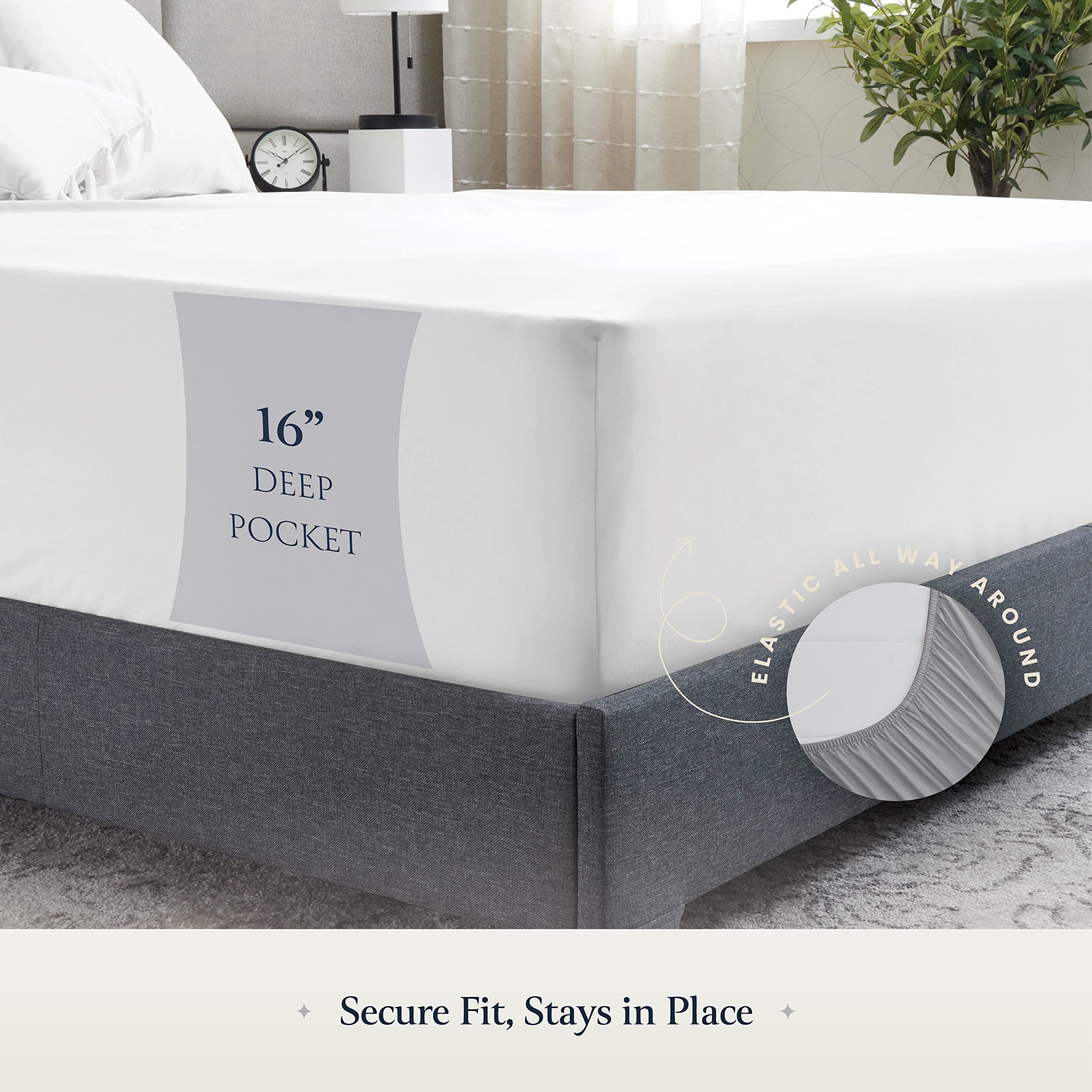 Luxury 6-Piece California King Sheet Set - Silky Soft 100% Cotton Bed Sheets with Deep Pocket & Elastic, Breathable Wrinkle-Free Hotel Quality Bedding for Comfortable Sleep - Perfect for Master Bedroom, Guest Room & Airbnb