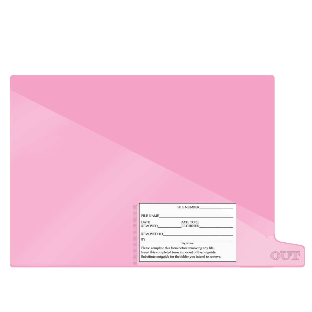 Doctor Stuff - Small Bottom Tab Vinyl Outguides, Diagonal Cut Front Pocket, Bottom Charge Out Slip Pocket, Plastic File Folder, Letter Size 9