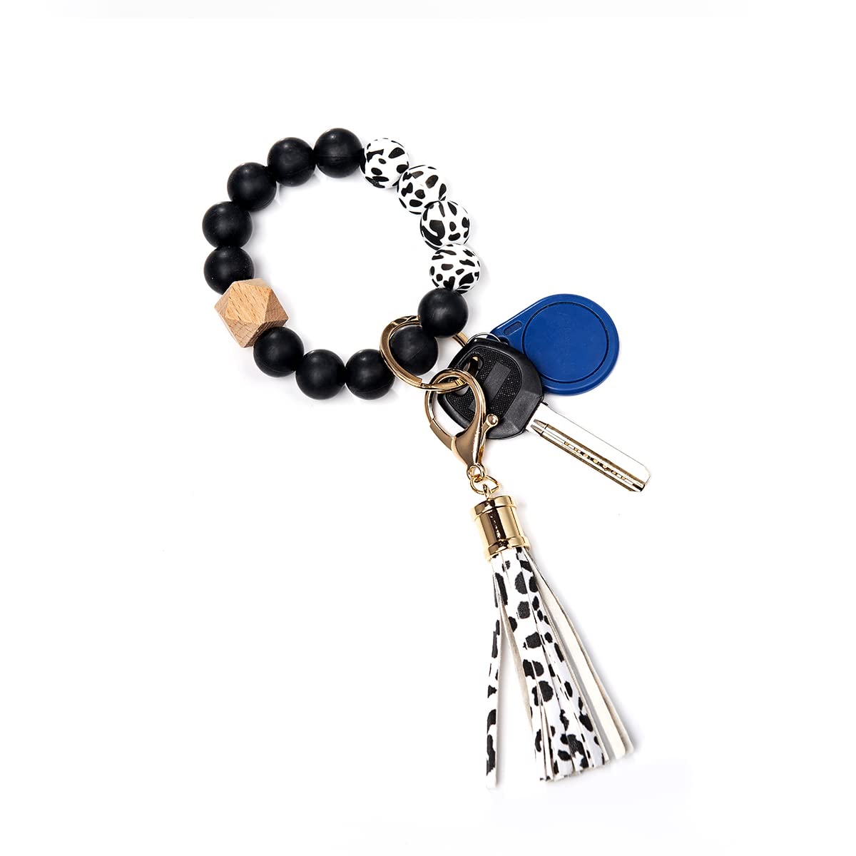 JELBOLIN Silicone Keychain for Women - Beaded Key Ring with Tassel | Car & Purse Accessory
