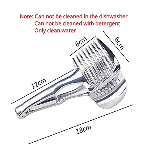 Stainless Steel Onion Holder & Vegetable Slicer - Safe Potato Tomato Fruit Cutter for Kitchen - Green Cooking Gadget for Salad Prep & Meal Prepping