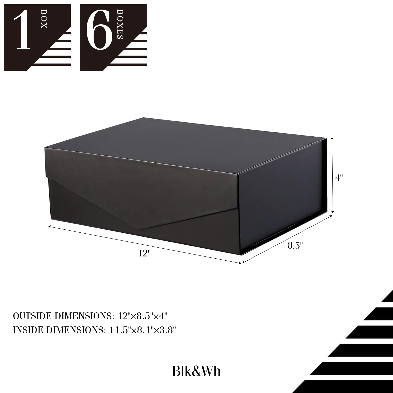 Premium Matte Black Magnetic Gift Box 11.5x8.1x3.8 Inches - Elegant Large Keepsake Box with Lid for Groomsmen Gifts, Wedding Favors, Jewelry Presentation & Luxury Packaging