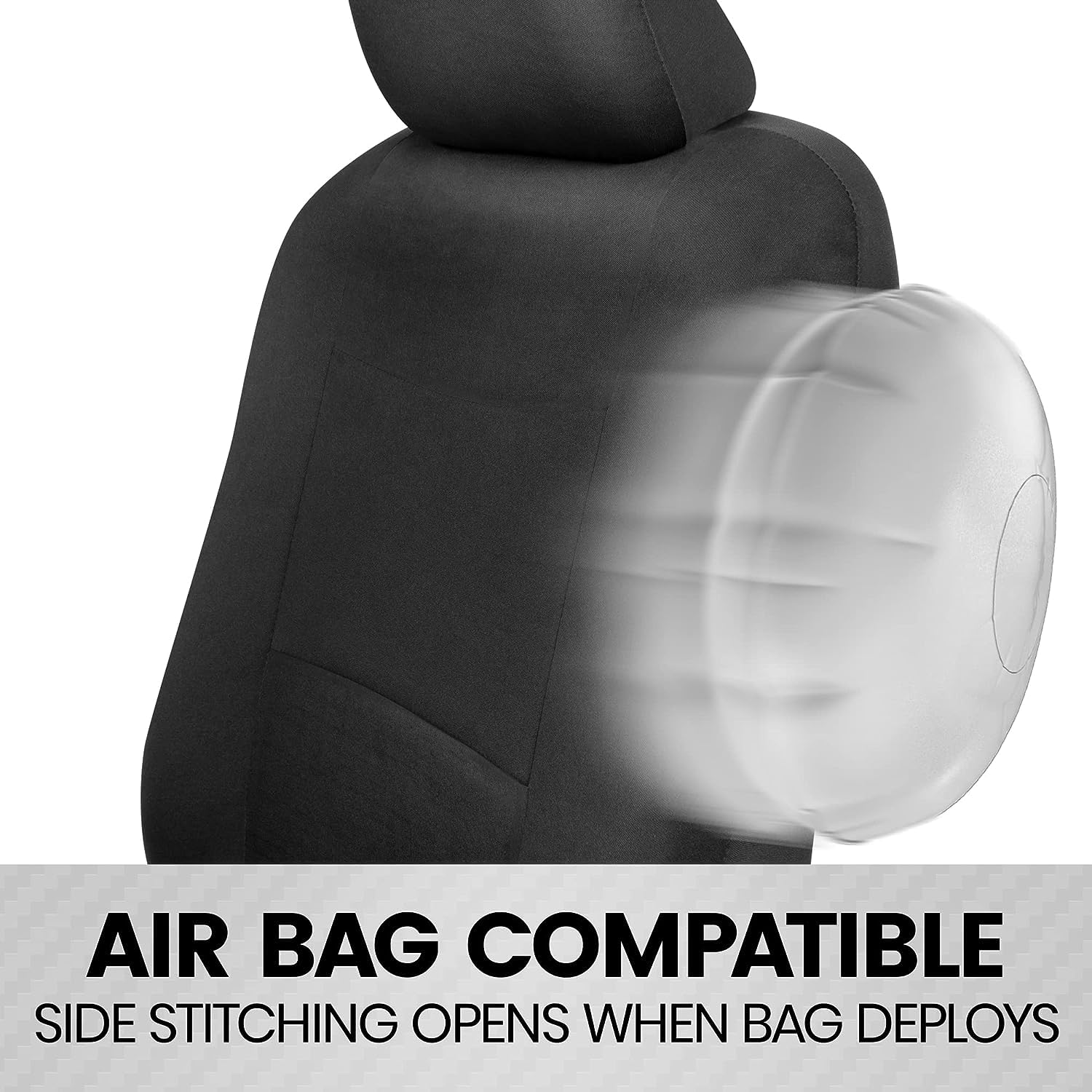 BDK PolyPro 2-Pack Universal Front Car Seat Covers Set - Black/Black | Easy Install Protective Covers for Cars, Trucks, Vans, SUVs & Sedans | Perfect for Daily Commute, Road Trips & Pet Protection