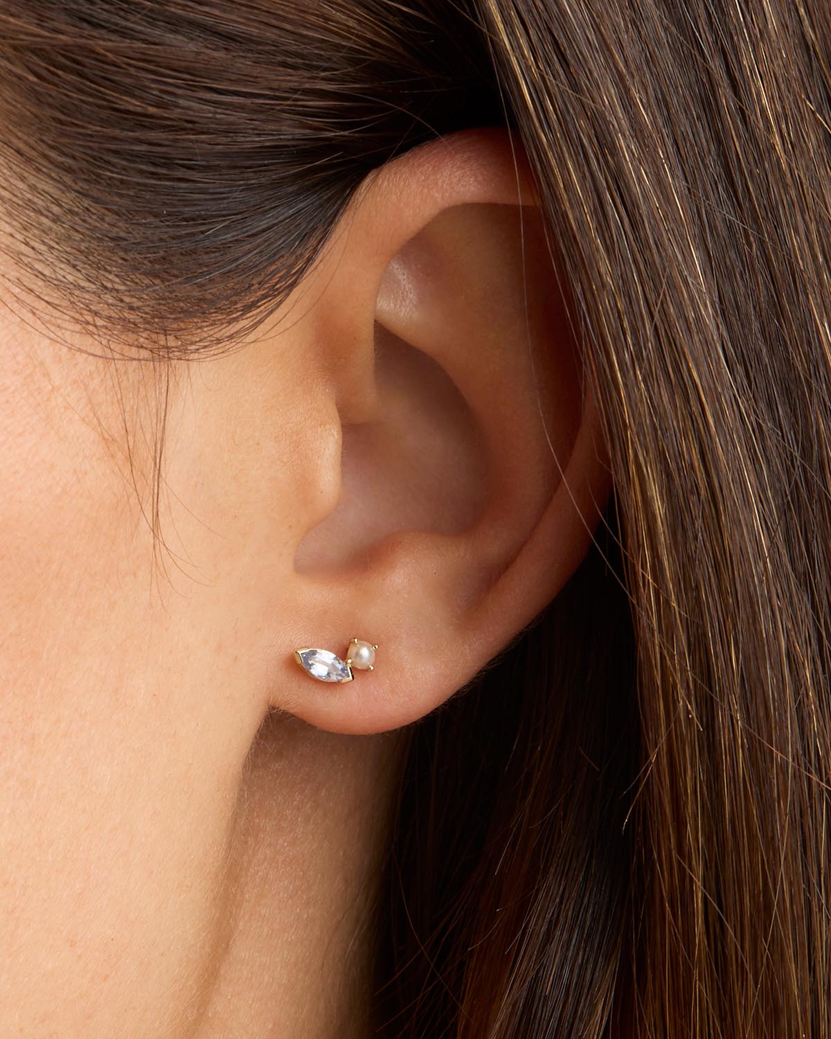 14K Solid Gold Into The Blue Stud Earrings - Dainty Minimalist Jewelry for Women - Perfect for Everyday Wear, Gifts & Special Occasions