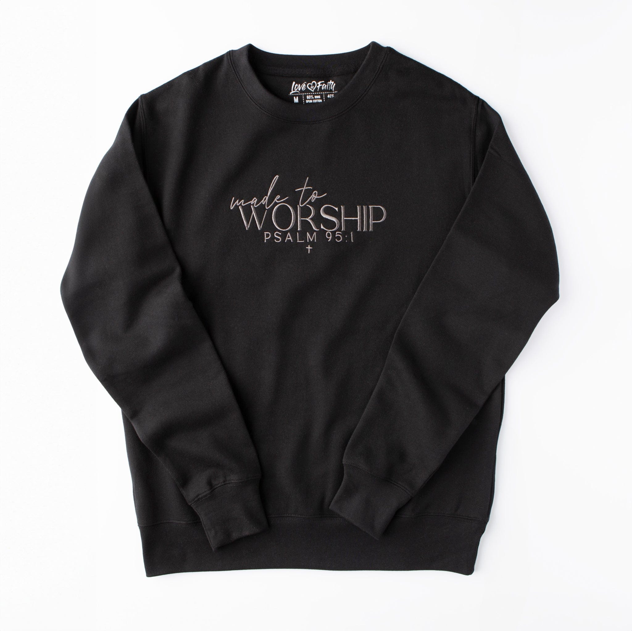 Embroidered Made To Worship Sweatshirt - Religious Christian Apparel for Women & Men - Perfect for Church, Bible Study & Worship Services