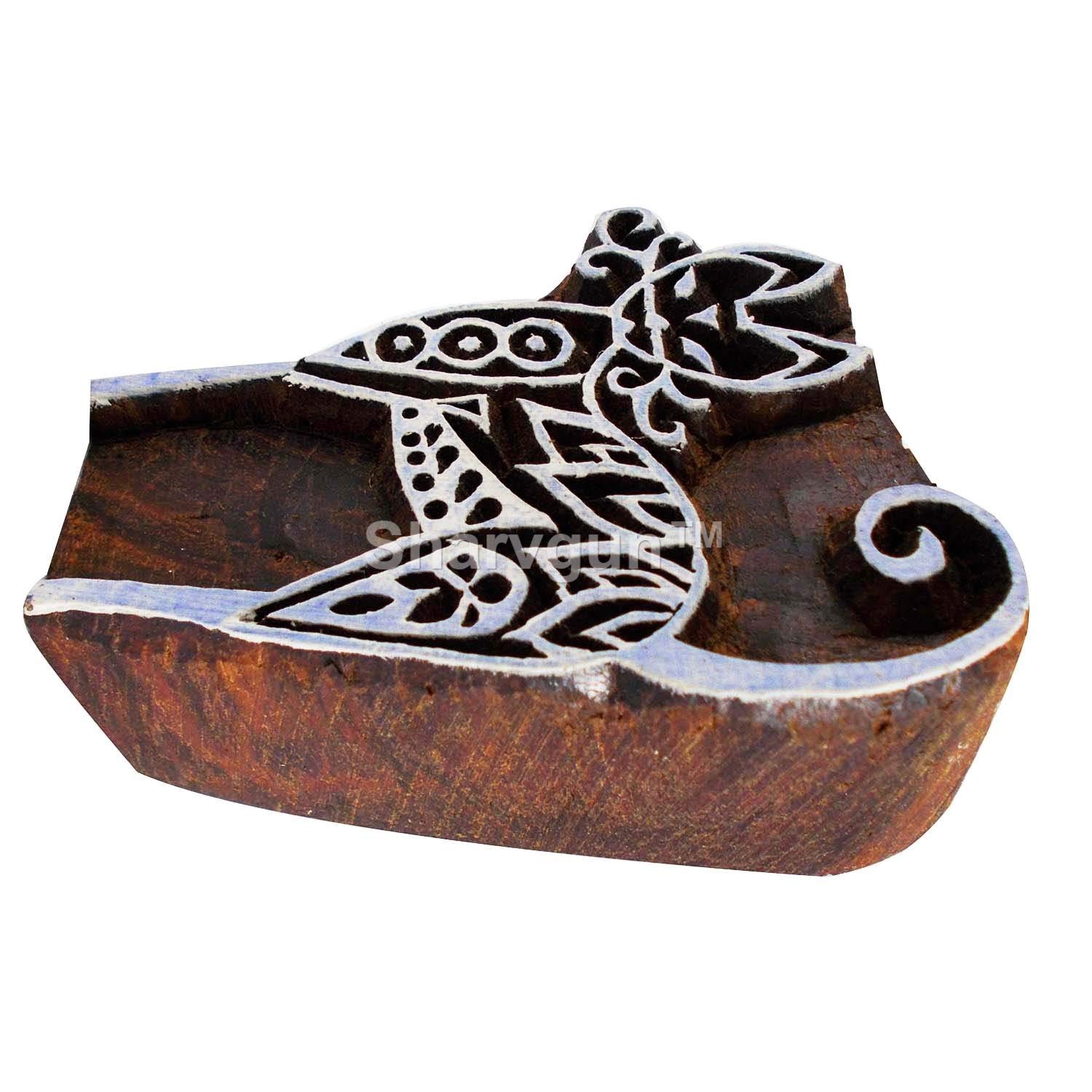 Handmade Wooden Cat Motif Stamp for Fabric, Clay & Pottery - Indian Block Printing Tool for Henna Tattoo & Scrapbooking - DIY Craft Stamp for Home Decor & Gift Making
