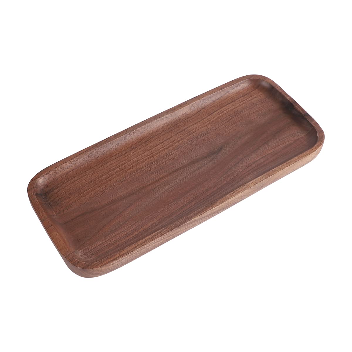 Royalling Solid Walnut Wood Serving Tray - 11.8x5 Inch Rectangle Bathroom & Coffee Table Tray - Handcrafted Wooden Platter for Tea, Breakfast, Jewelry Organization & Home Decor