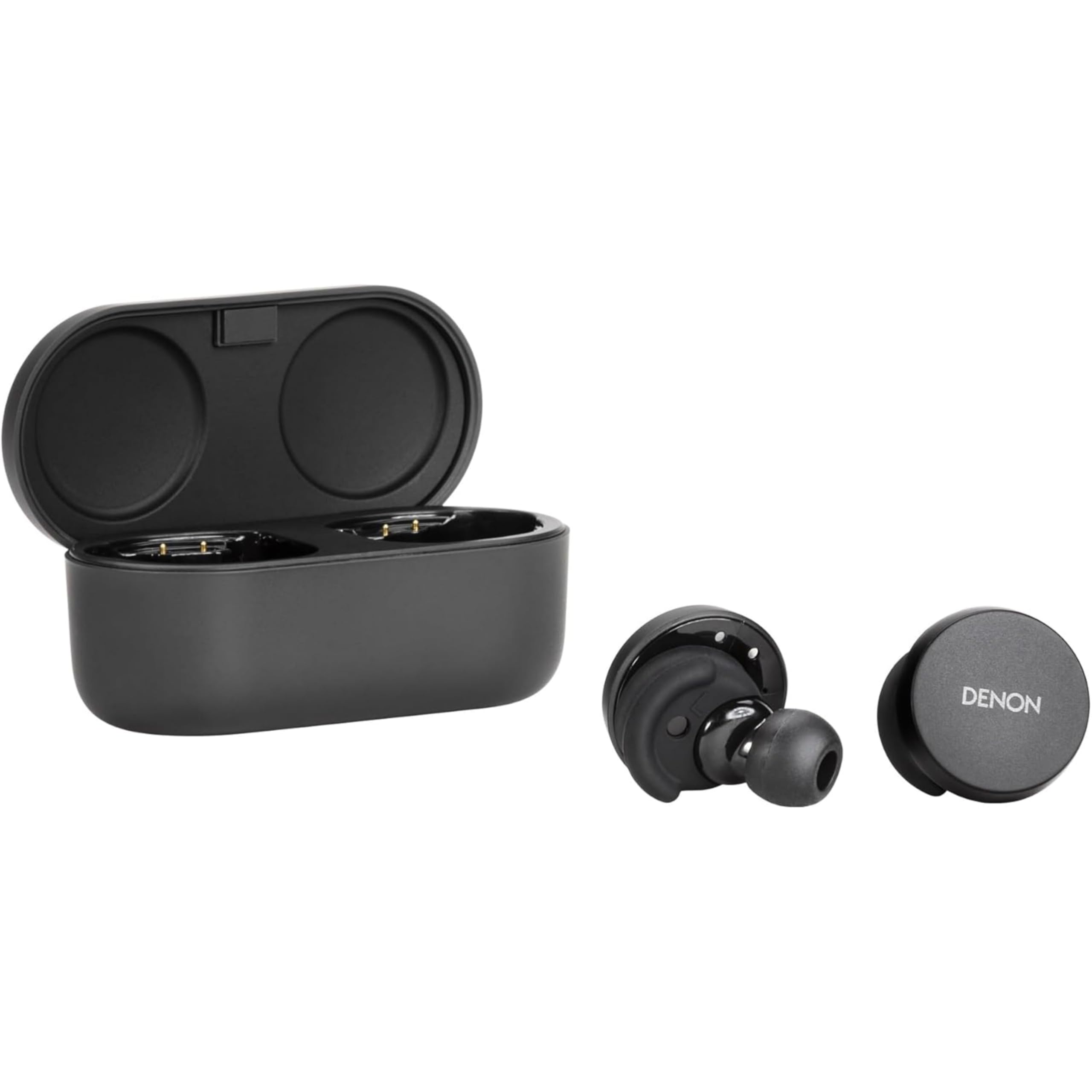 Denon PerL True Wireless Earbuds with Active Noise Cancelling, Bluetooth 5.0, Personalized Sound via Masimo Adaptive Acoustic Technology | 24-Hour Battery Life, Wireless Charging | Black | Perfect for Commuting, Workouts & Travel