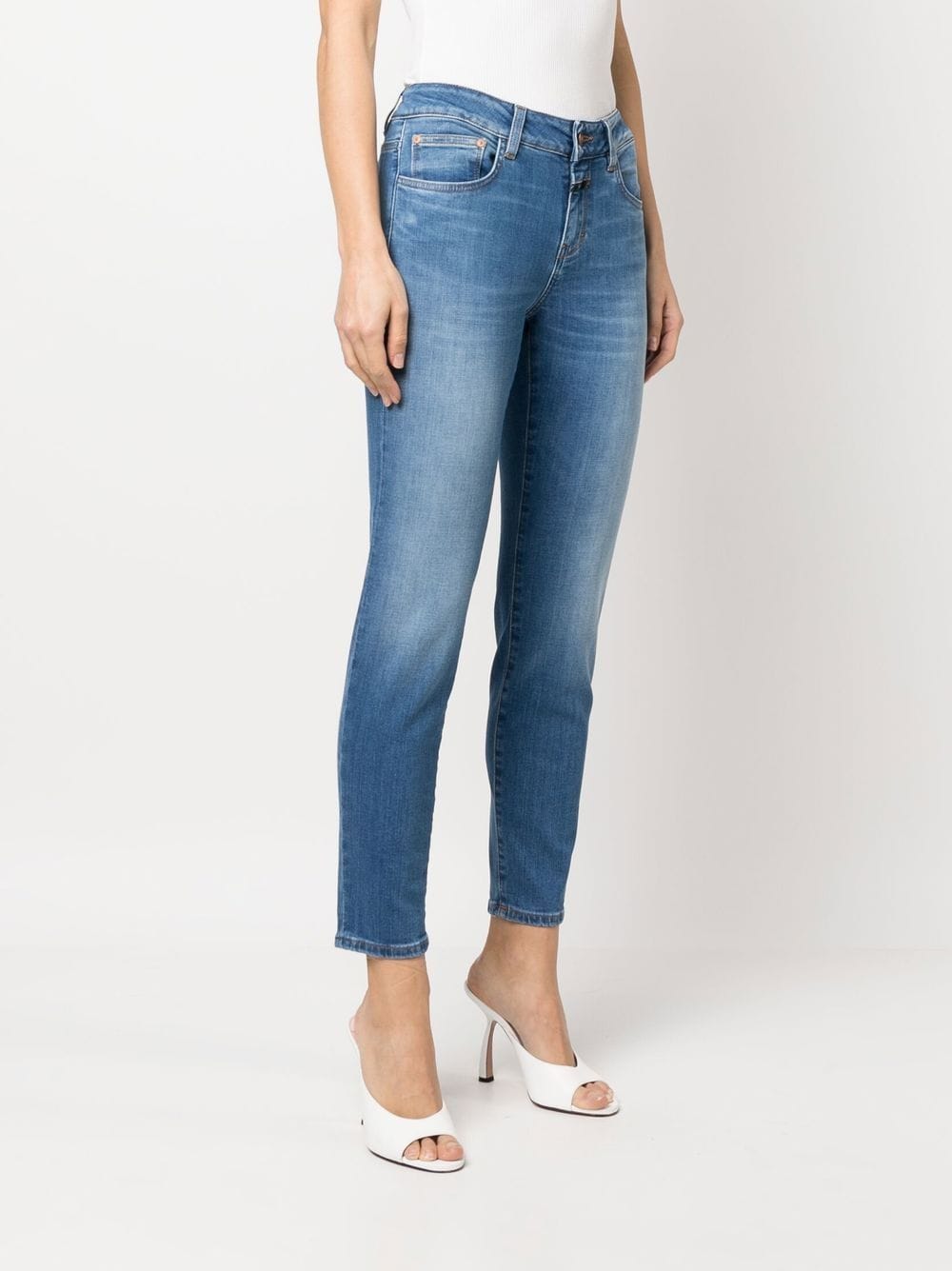 Women's High Waist Closed Jeans - Light Denim Skinny Fit for Casual Wear & Everyday Outfits