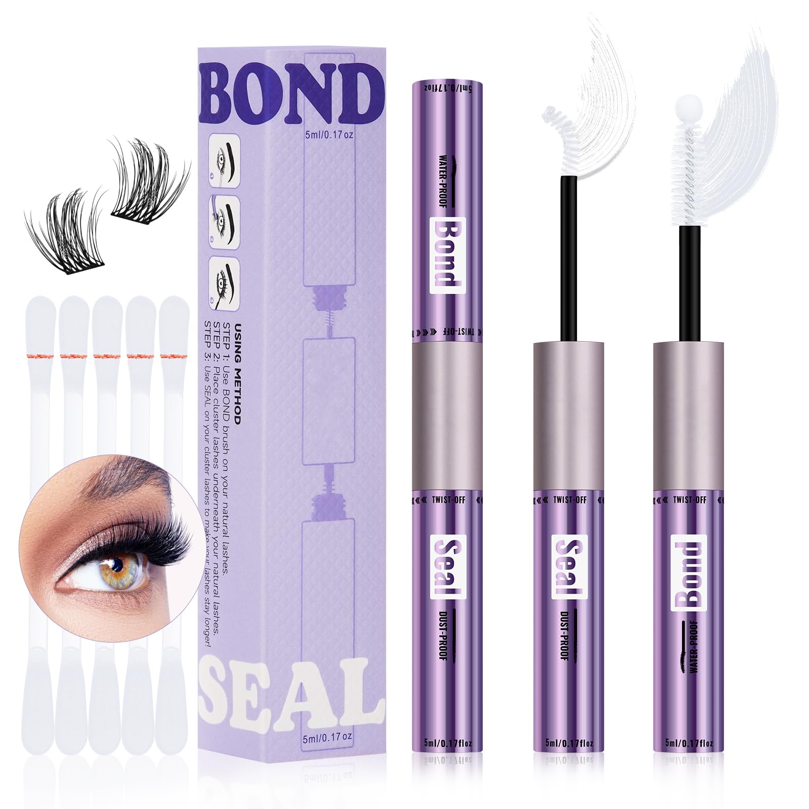 Waterproof Cluster Lash Glue & Seal - 10ml Long Lasting Eyelash Adhesive for DIY False Eyelash Extensions | All Day Wear, Wispy Lashes | Perfect for Parties, Weddings & Special Occasions (Clear, 10ML)