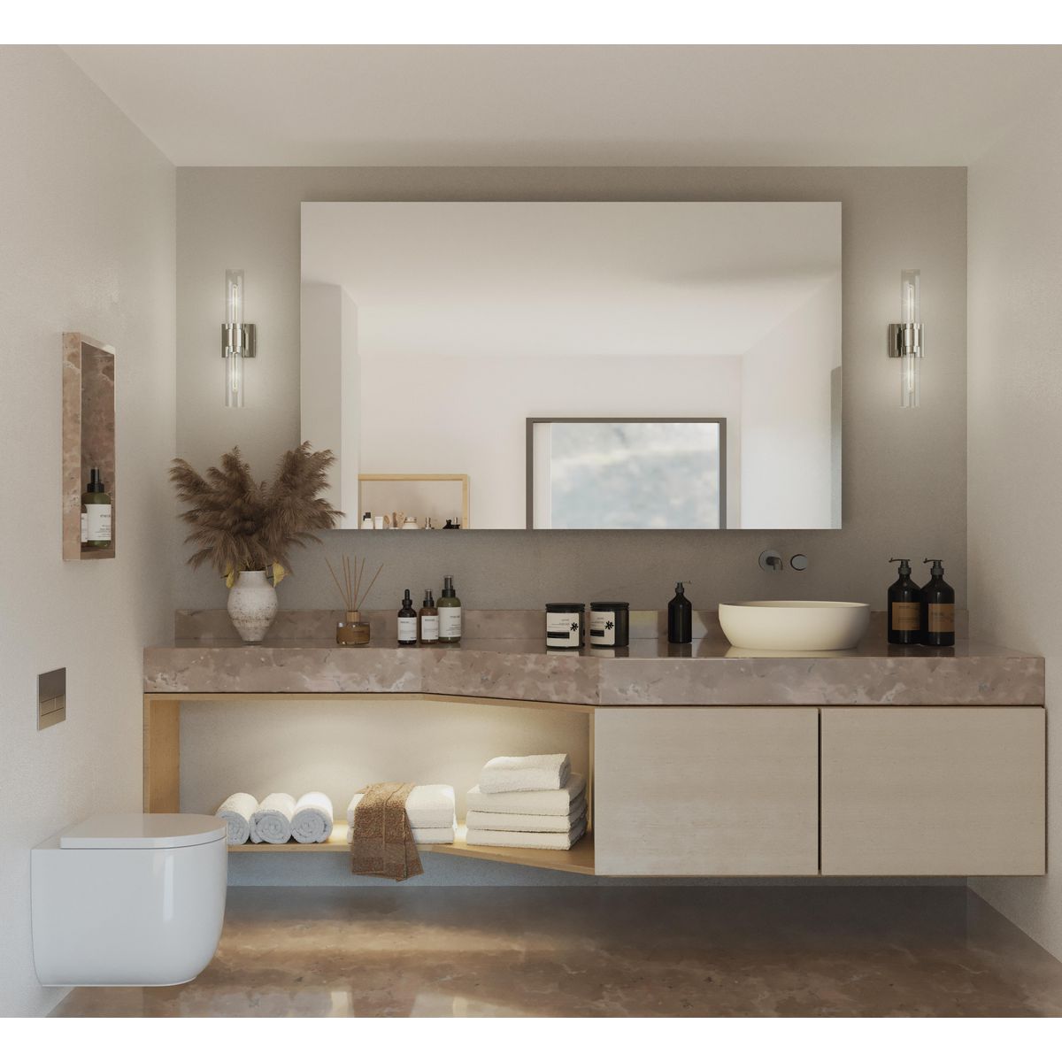 Clarion Collection 2-Light Clear Glass Bathroom Vanity Wall Sconce - Perfect for Bathroom, Powder Room, and Dressing Area Lighting