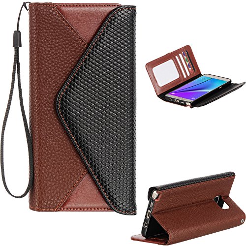 Premium Magnetic Leather Flip Wallet Case for Samsung Galaxy Note 5 - Microseven Compatible with Card Slots & Cash Compartment | Includes Touch Screen Stylus | Perfect for Business, Travel & Everyday Protection