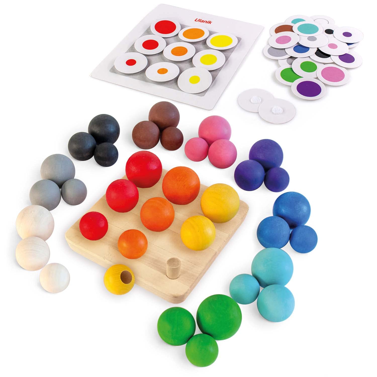 Ulanik Montessori Wooden Peg Board Game - Color Sorting & Counting Toys for Toddlers Ages 3+ | 36-Piece Educational Learning Toy for Preschool Kids | Perfect for Classroom, Homeschool & Early Childhood Development