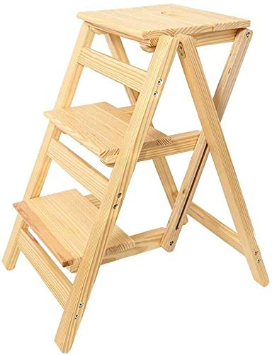 Wooden Folding Step Stool for Home, Kitchen, Office & Library - Lightweight, Portable & Space-Saving Ladder Stool with Non-Slip Feet | Perfect for Reaching High Shelves, Organizing & Home Decor