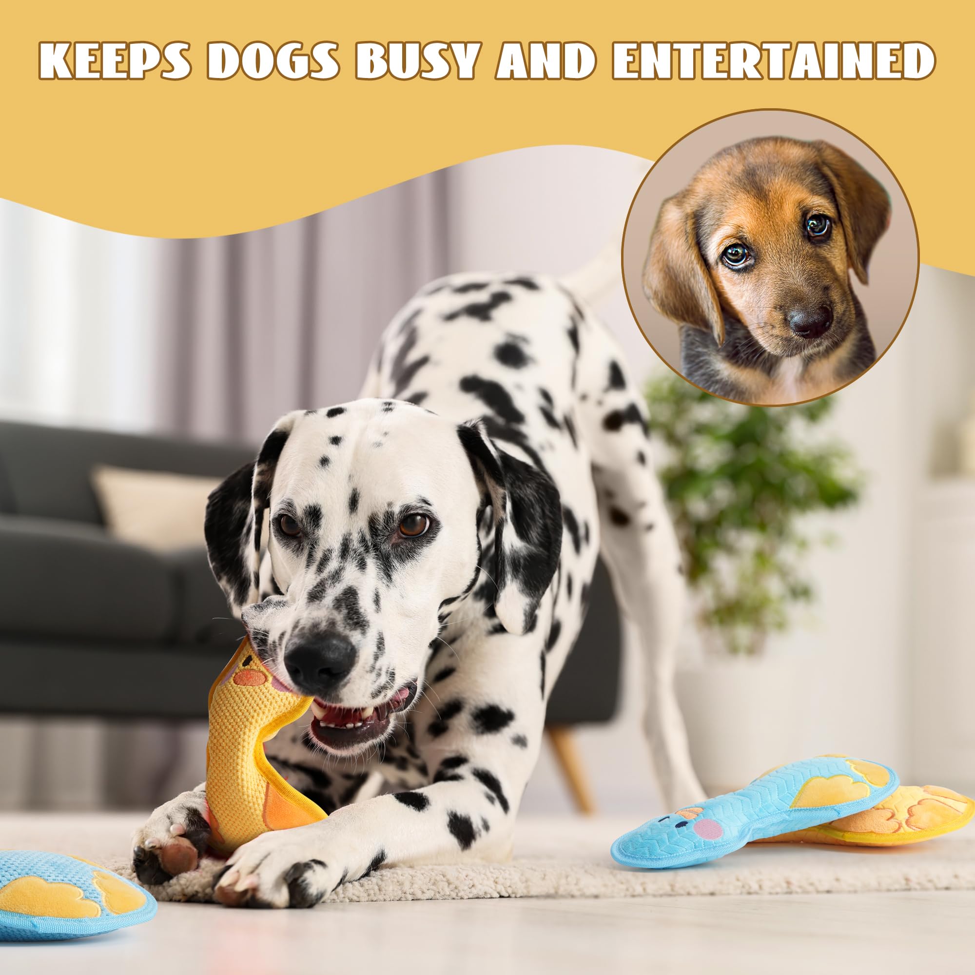 Duck Squeaky Dog Toy 2025 - Indestructible Chew Proof Dog Toys for Aggressive Chewers, Durable 2-Layer Stuffed Interactive Tug Training Toy - Yellow - Perfect for Playtime, Training & Keeping Dogs Entertained