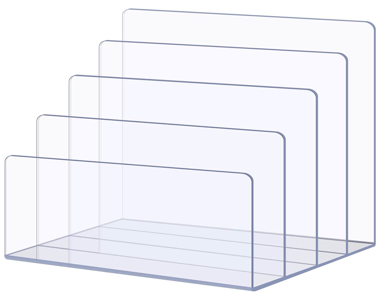 Sooyee 4-Section Acrylic Desk File Organizer - Letter, Document, Notebook & Binder Holder - Clear Countertop Mail Organizer for Home Office, Books & Purses - Perfect for Workspace, Study Desk & Craft Station Organization