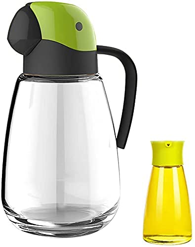 Premium Glass Oil and Vinegar Dispenser Bottle Set - Leakproof Stainless Steel Spout - Clear/Orange/Green - Perfect for Kitchen, Salad Dressing & Gourmet Cooking