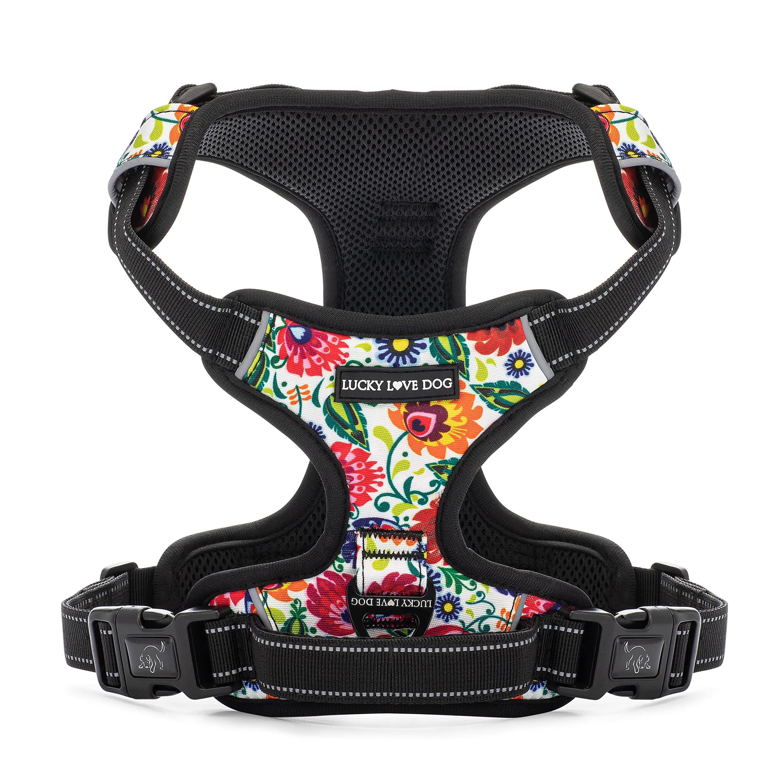 Lucky Love No Pull Dog Harness - Adjustable Pet Harness for Small Medium Large Dogs, Cute Floral Design (Medium, Ladybird) - Perfect for Walking, Training & Outdoor Adventures