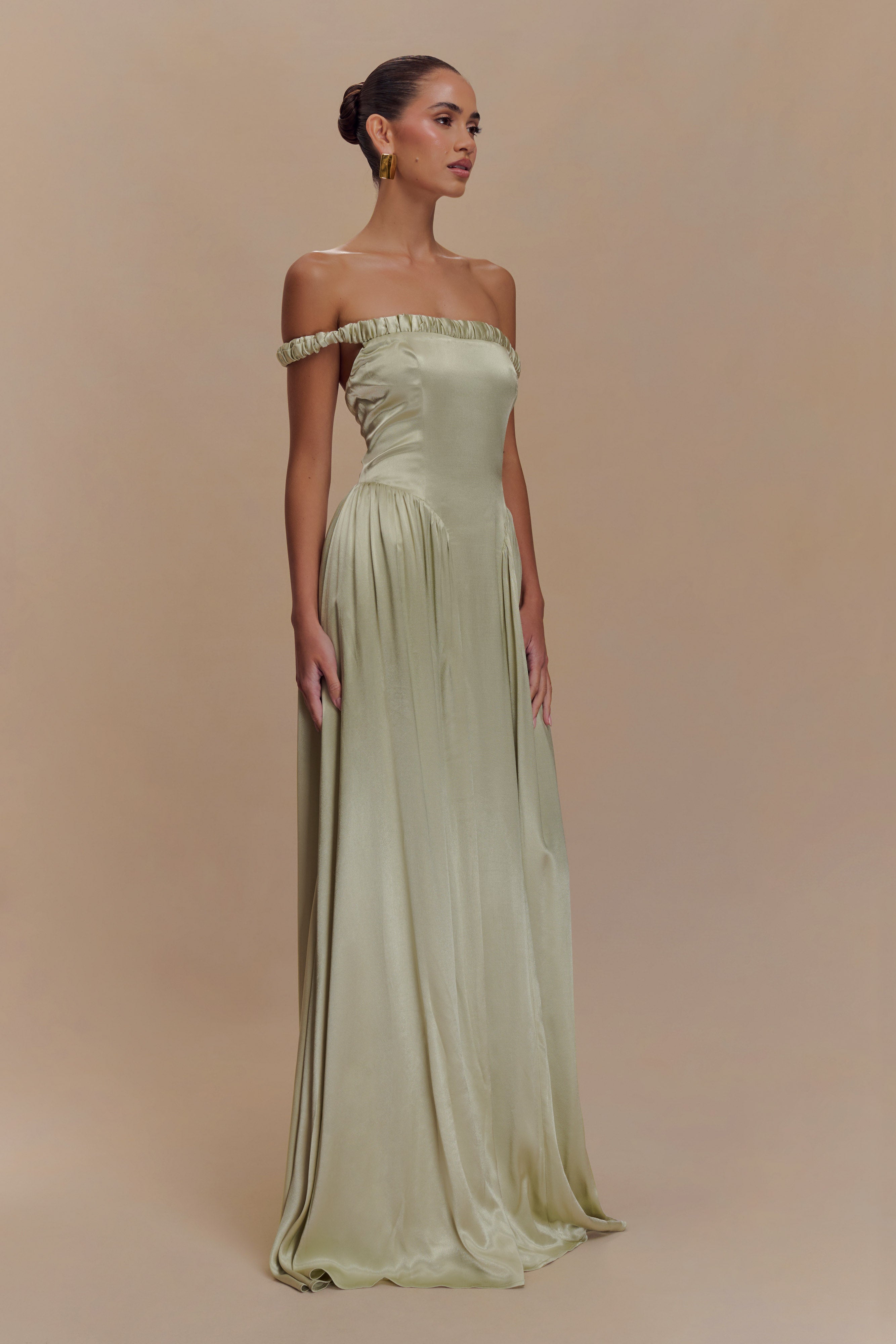 Elegant Coco Dropped Waist Maxi Dress in Sage Green - Perfect for Summer Weddings, Beach Vacations & Boho Chic Outfits