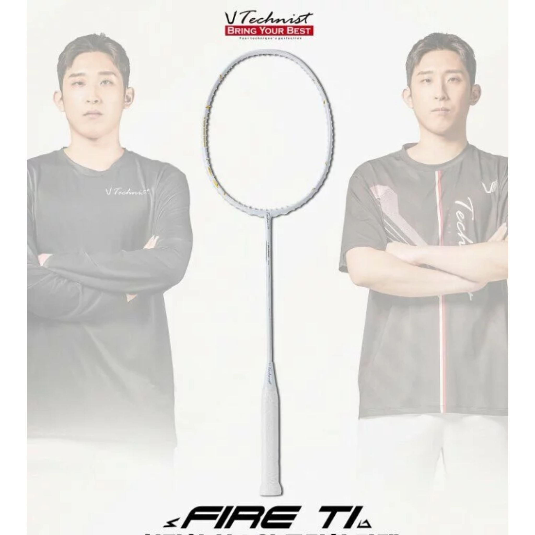 Technist Fire T1 Badminton Racket - Professional Carbon Fiber Shuttlecock Racket for Adults & Beginners [White] - Perfect for Indoor & Outdoor Badminton Games, Training & Tournaments