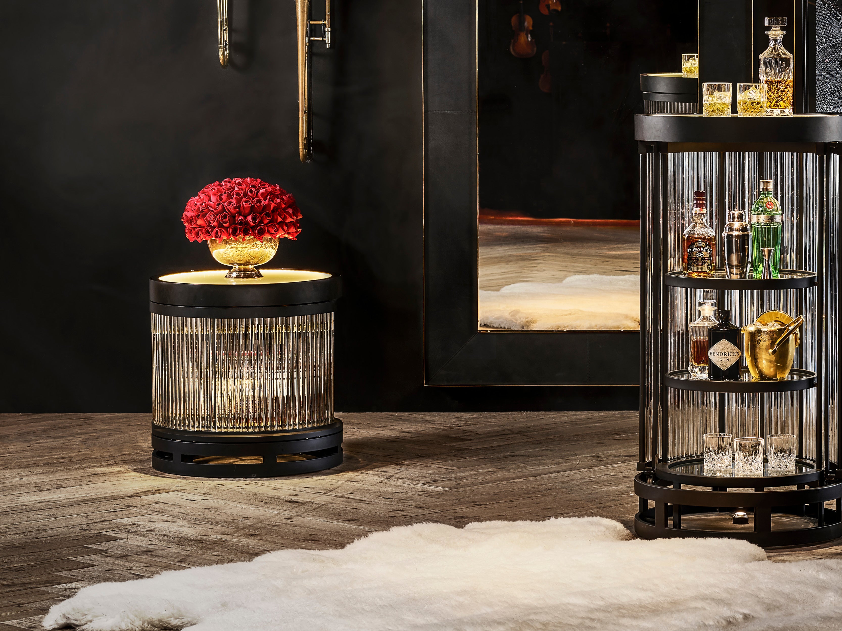Biohazard Bar Cabinet - Industrial Style Home Bar with Storage for Liquor & Glassware - Perfect for Man Cave, Basement, or Game Room Decor