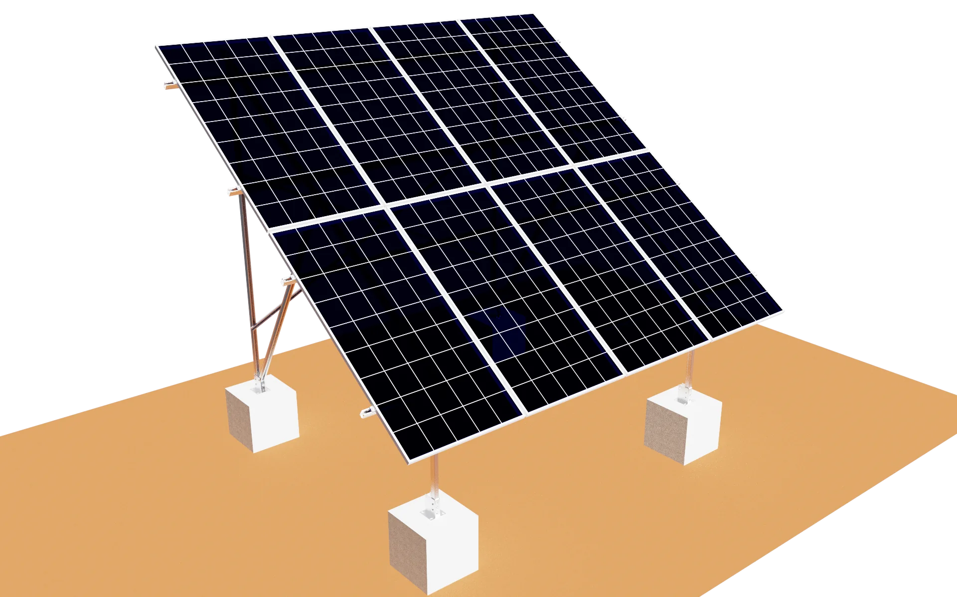 Elios Terra G8 Solar Panel Ground Mount System - Heavy Duty Racking for 8 Panels | Ideal for Residential & Commercial Solar Installations | Perfect for Backyards, Farms & Off-Grid Applications