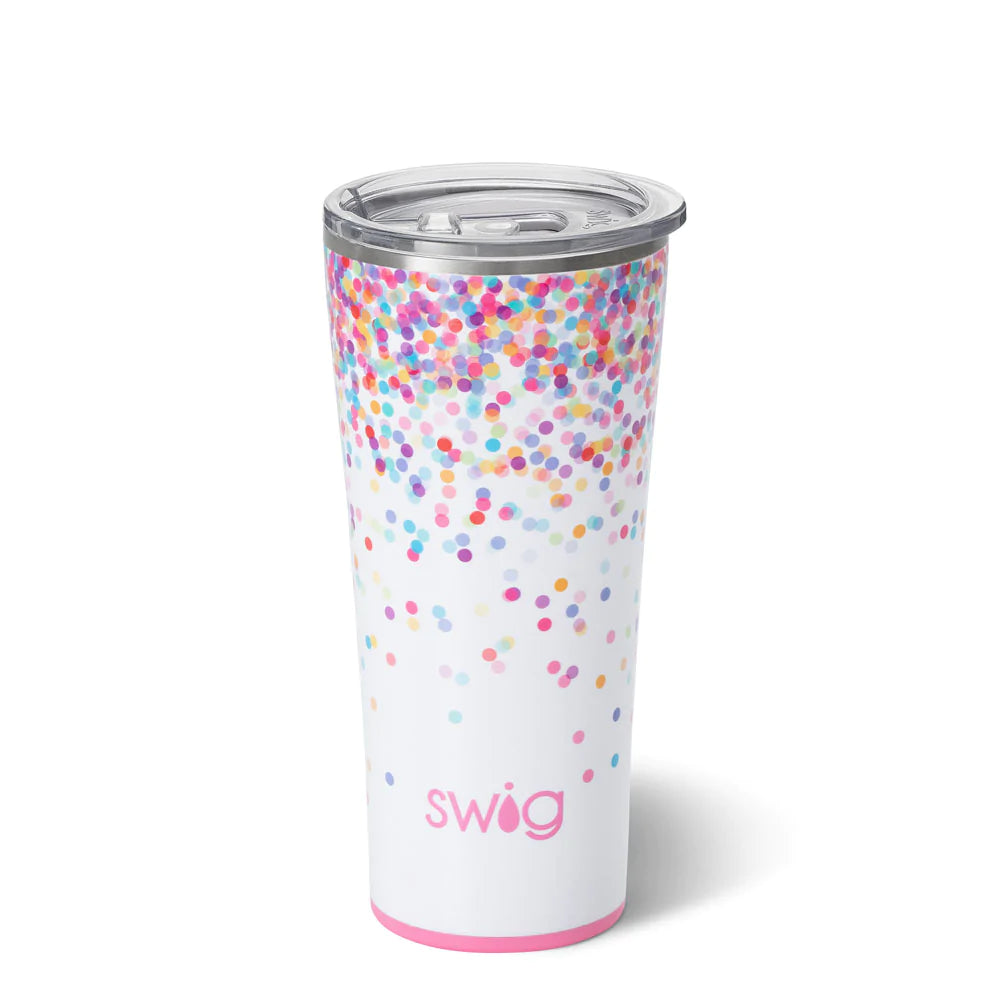22oz Confetti Tumbler with Lid and Straw - Insulated Stainless Steel Cup for Hot & Cold Drinks - Perfect for Parties, Travel, Office and Gym Use