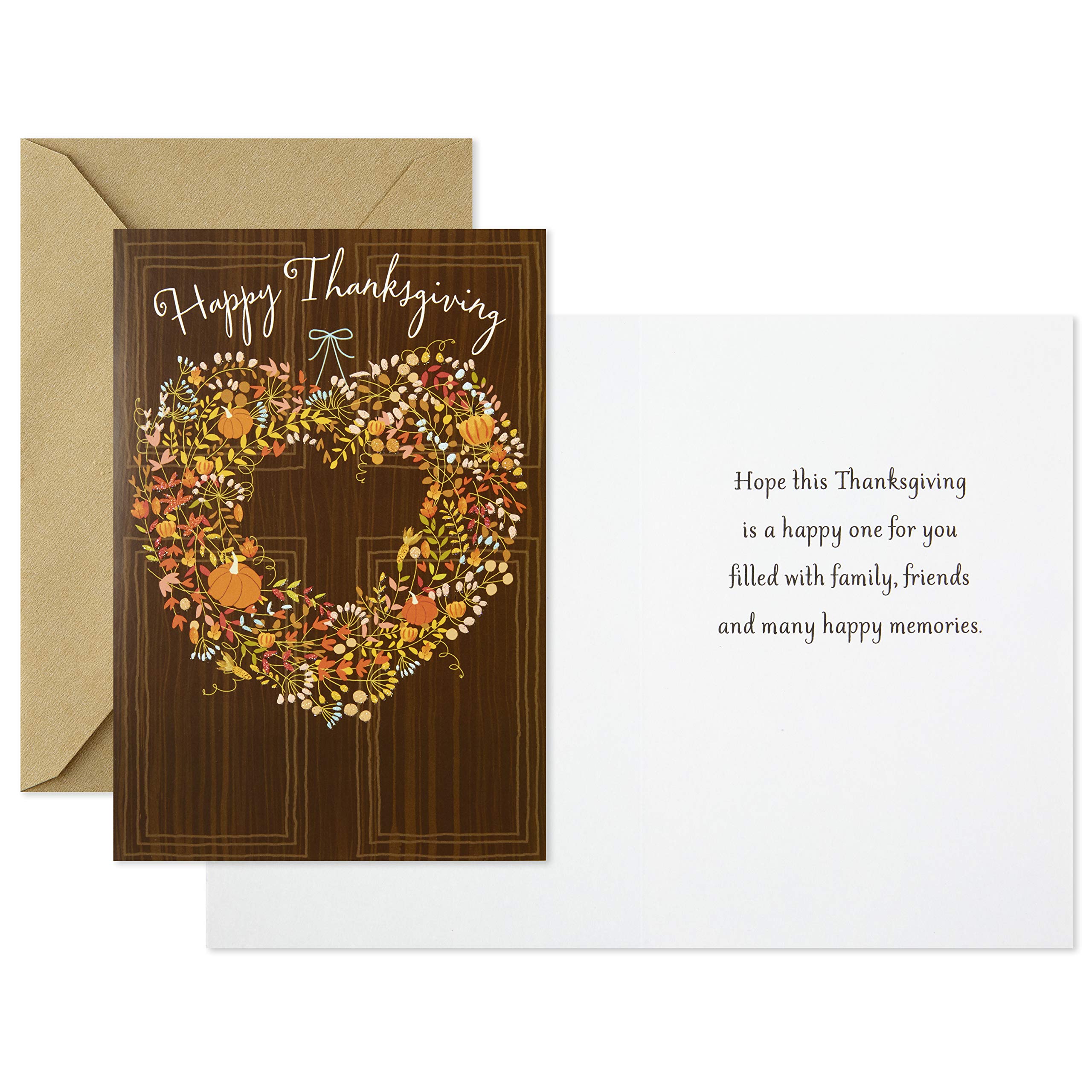 Hallmark Thanksgiving Greeting Cards - Rustic Wreath Design, 6 Cards with Envelopes for Holiday Wishes, Family Gatherings & Festive Celebrations