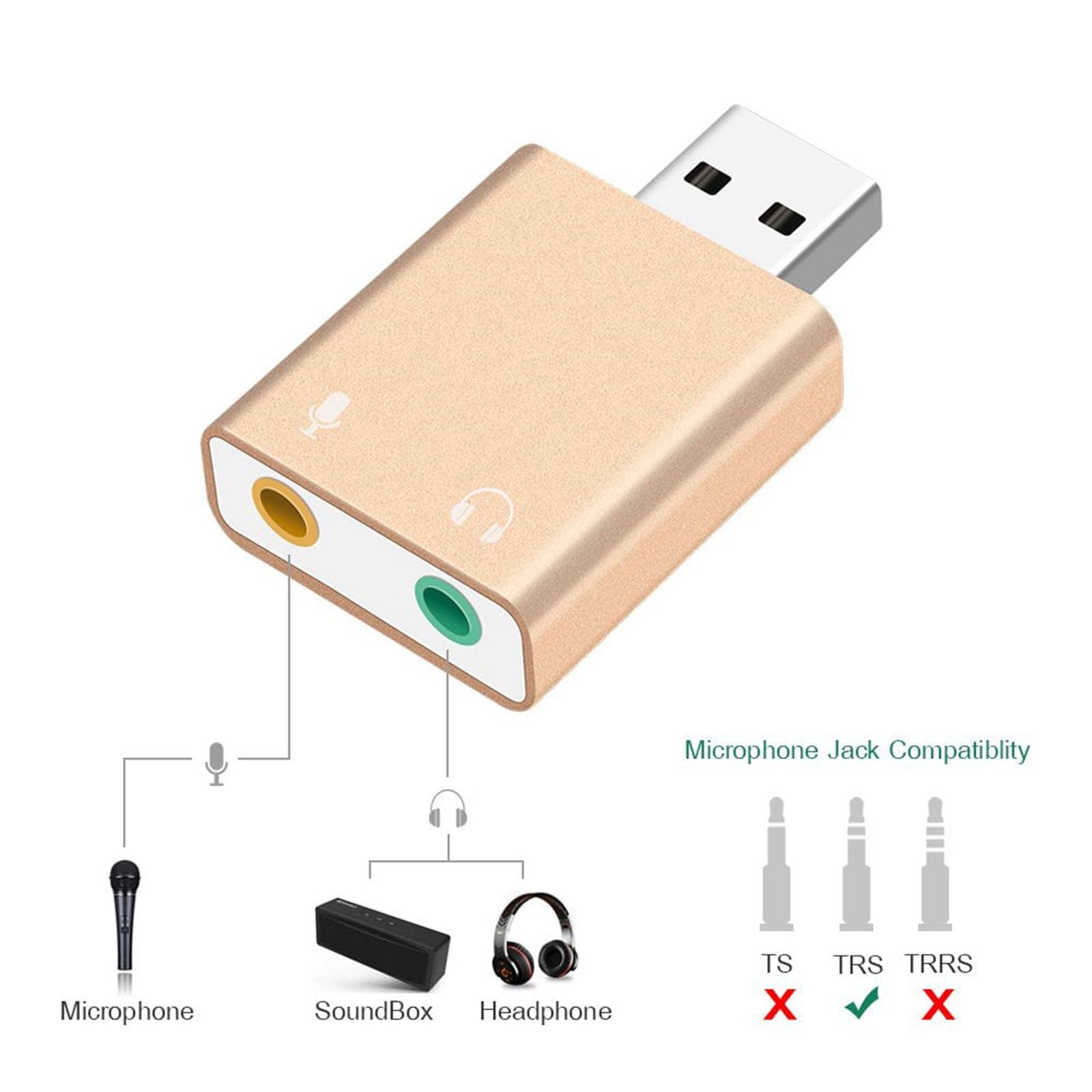 Xmiral USB to 3.5mm Audio Adapter with Microphone Jack - External Sound Card for Windows & Mac PCs, Laptops, Desktops - Plug & Play for Headphones, Speakers, Gaming Headsets - Black (One Size)
