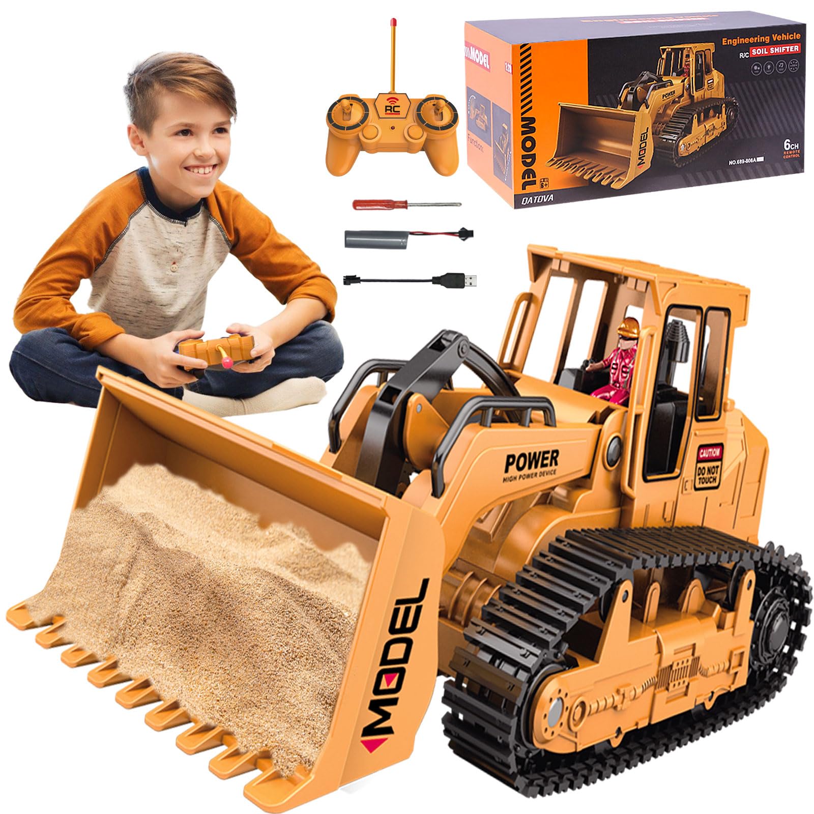 1/20 Scale Remote Control Construction Bulldozer Toy - Hydraulic Engineering Digger Truck for Kids Ages 6-9 | Birthday Gift for Boys & Girls | Playtime, Construction Site Pretend Play, STEM Learning Toy
