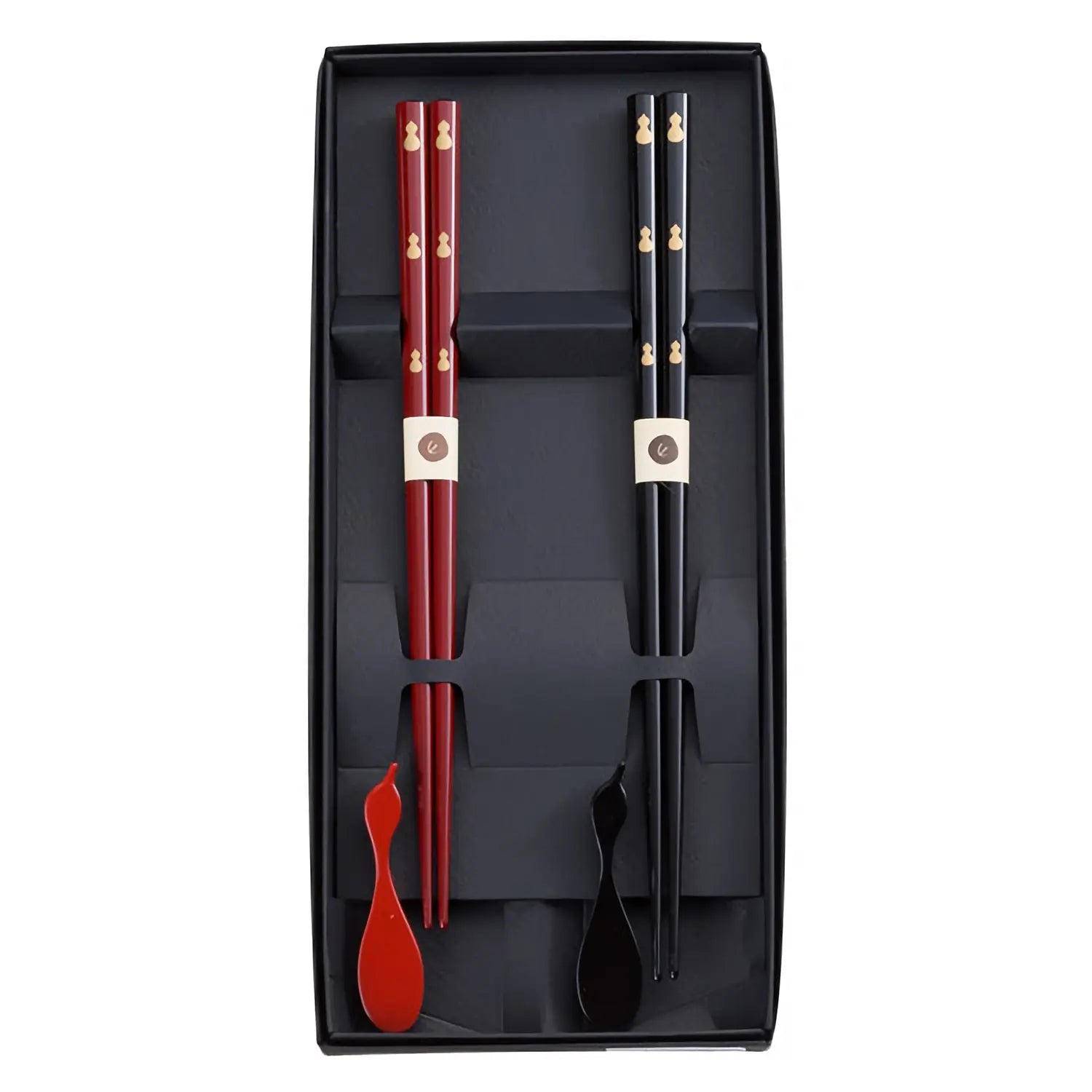 Premium Echizen Shikki Wooden Couple Chopsticks - Handcrafted Japanese Lacquerware with Six Gourd Design - Perfect for Romantic Dinners, Asian Cuisine & Gift Giving