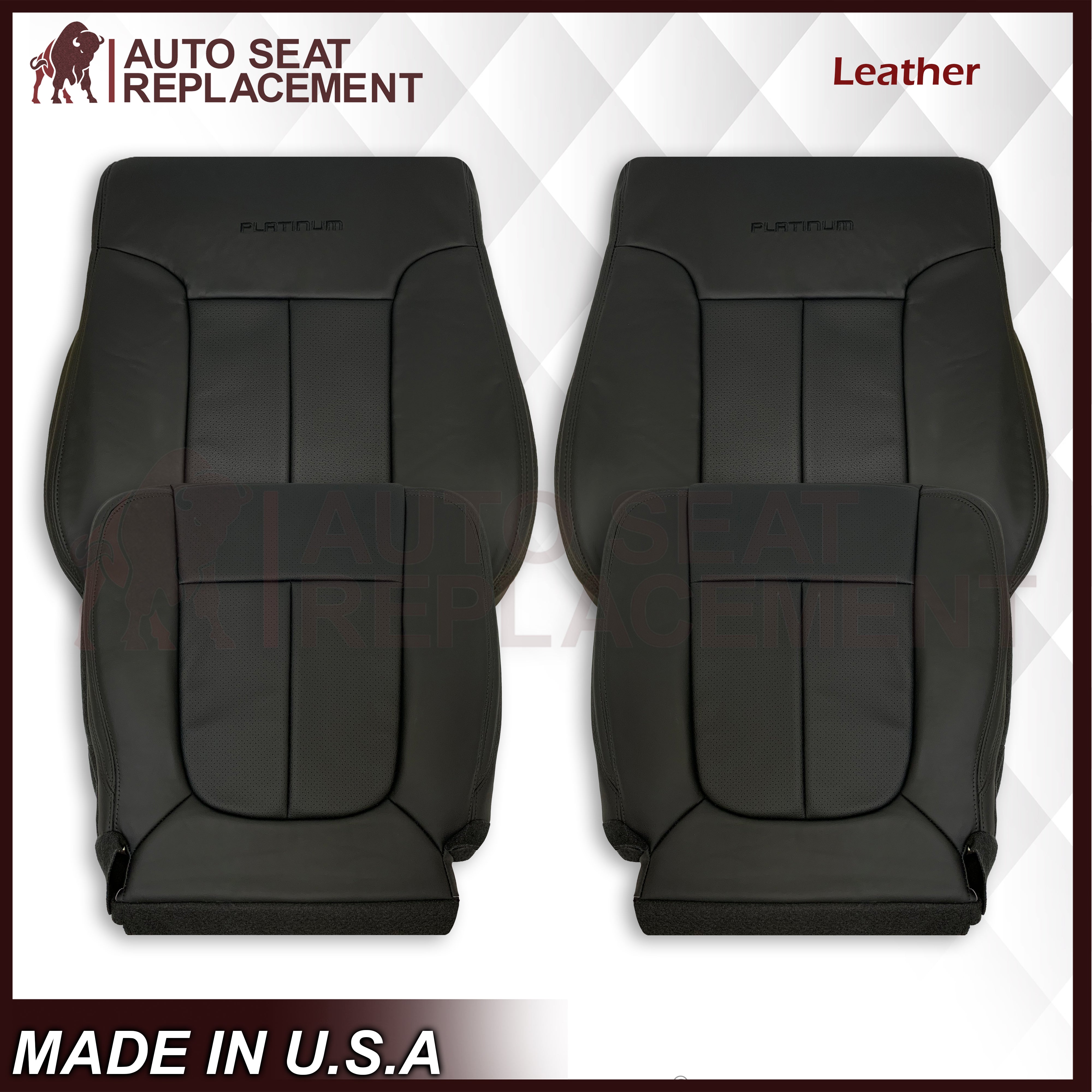 2009-2014 Ford F-150 Platinum Edition Perforated Genuine Leather Seat Covers - Premium Custom Fit Replacement Covers for Truck Interior Upgrade & Comfort Enhancement - Perfect for Road Trips, Daily Commutes and Off-Road Adventures