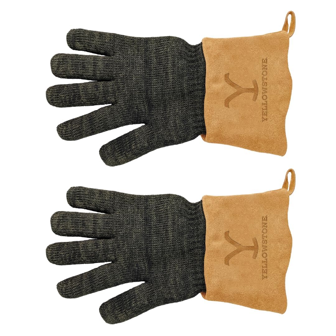 Yellowstone BBQ & Utility Gloves 2 Pack - Heat Resistant Kevlar® Grill Gloves for Grilling, Smoking & Outdoor Cooking | Heavy Duty Work Gloves with Long Leather Cuff | Perfect for BBQ, Camping & Yard Work | Authentic Yellowstone Merchandise