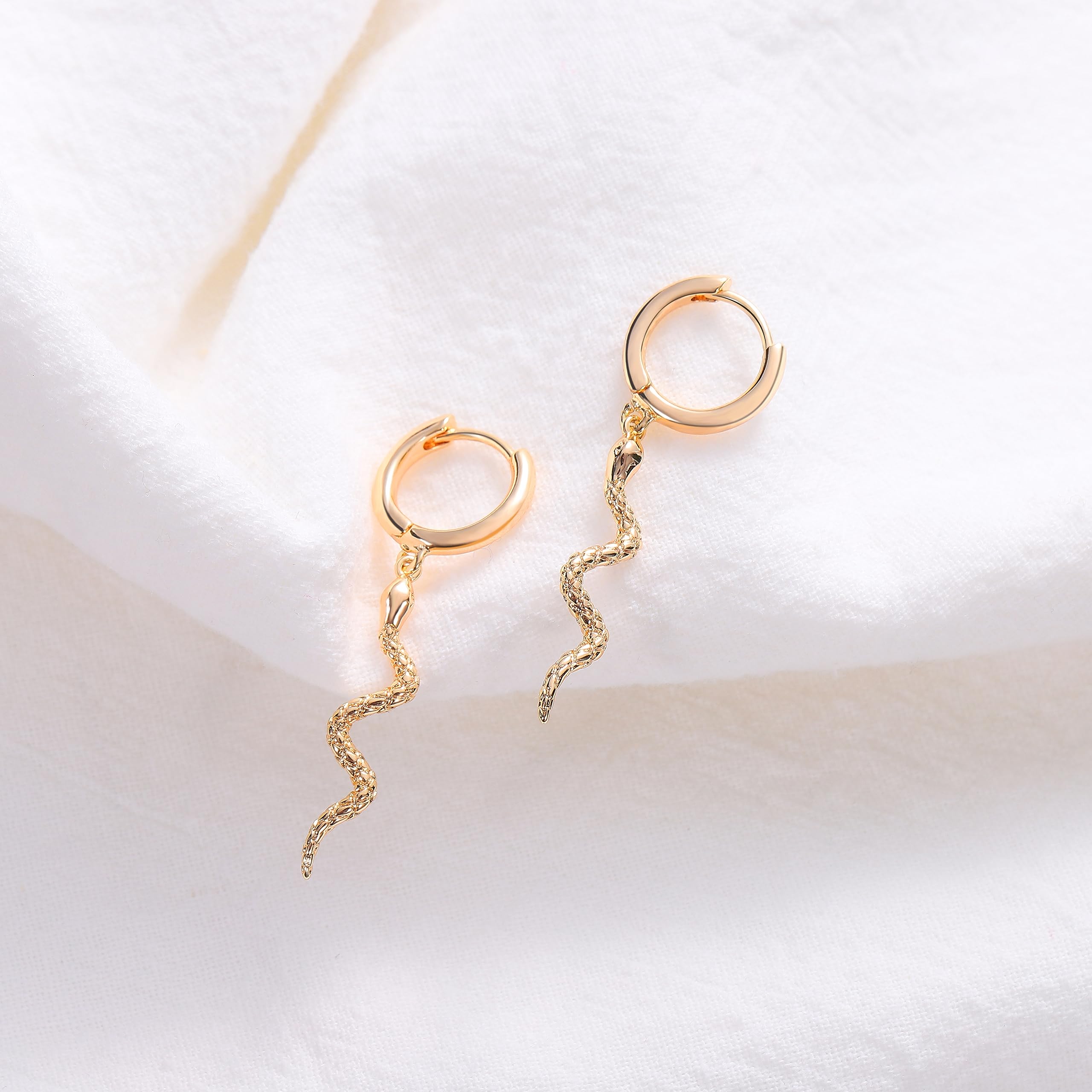 FETTERO 14K Gold Plated Hoop Dangle Earrings - Lightweight Drop Huggie Hoops for Women | Hypoallergenic & Dainty Everyday Jewelry | Perfect for Office, Date Night & Special Occasions