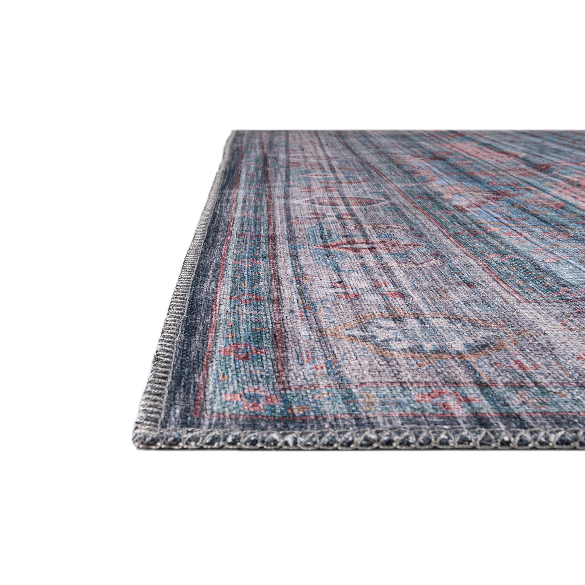 Washable Blue Low-Pile Rug 10' x 13' - Maahru Collection by Rugs.com | Soft & Durable for Living Rooms, Dining Rooms & Open Floor Plans | Perfect for High-Traffic Areas & Pet-Friendly Homes