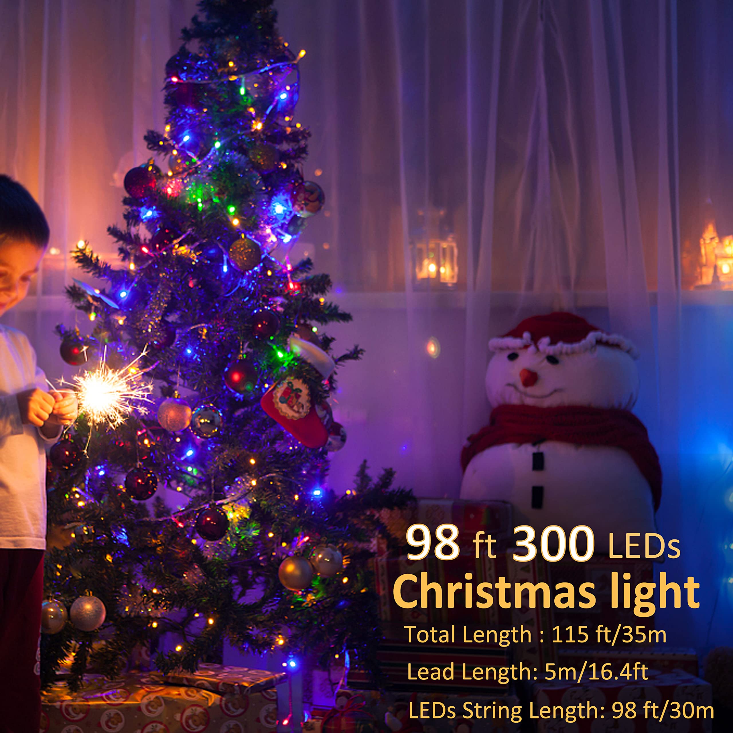 Lomotech 100FT 300 LED Christmas String Lights - 8 Lighting Modes with Timer, Waterproof & Connectable Plug-in Fairy Lights for Indoor Outdoor Holiday Decorations | Perfect for Home, Garden, Party, Xmas Tree & Winter Decor