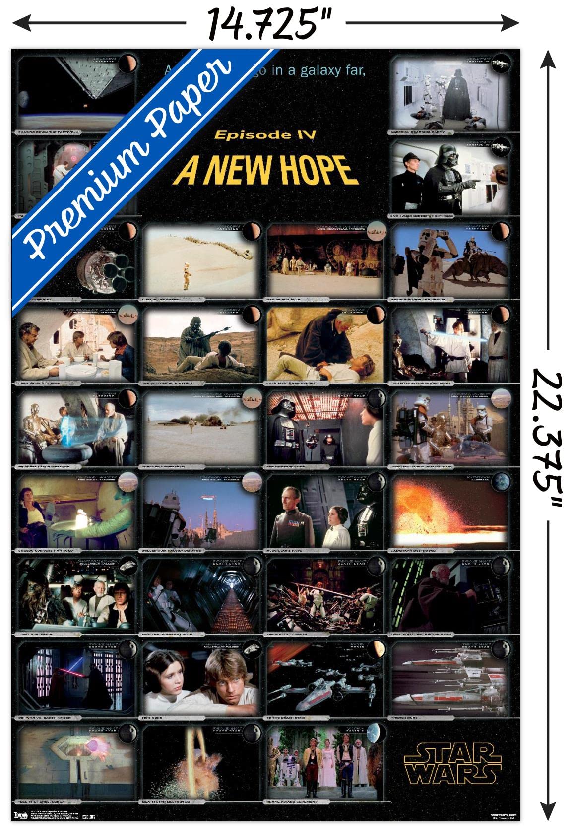 Trends International Star Wars: A New Hope Movie Wall Poster - 14.725 x 22.375 Inches Premium Unframed Art Print - Perfect for Home Theater, Game Room & Office Decor