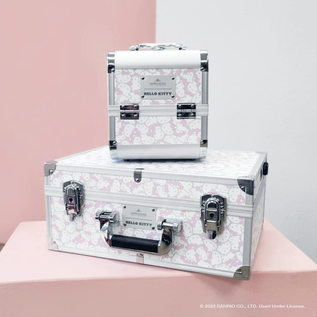 Hello Kitty Makeup Travel Case - Portable SlayCube Makeup Organizer with 2 Extendable Trays, Flip Top Mirror & Durable Outer Shell (White/Pink) - Perfect for Travel, Home Vanity & On-the-Go Touch Ups