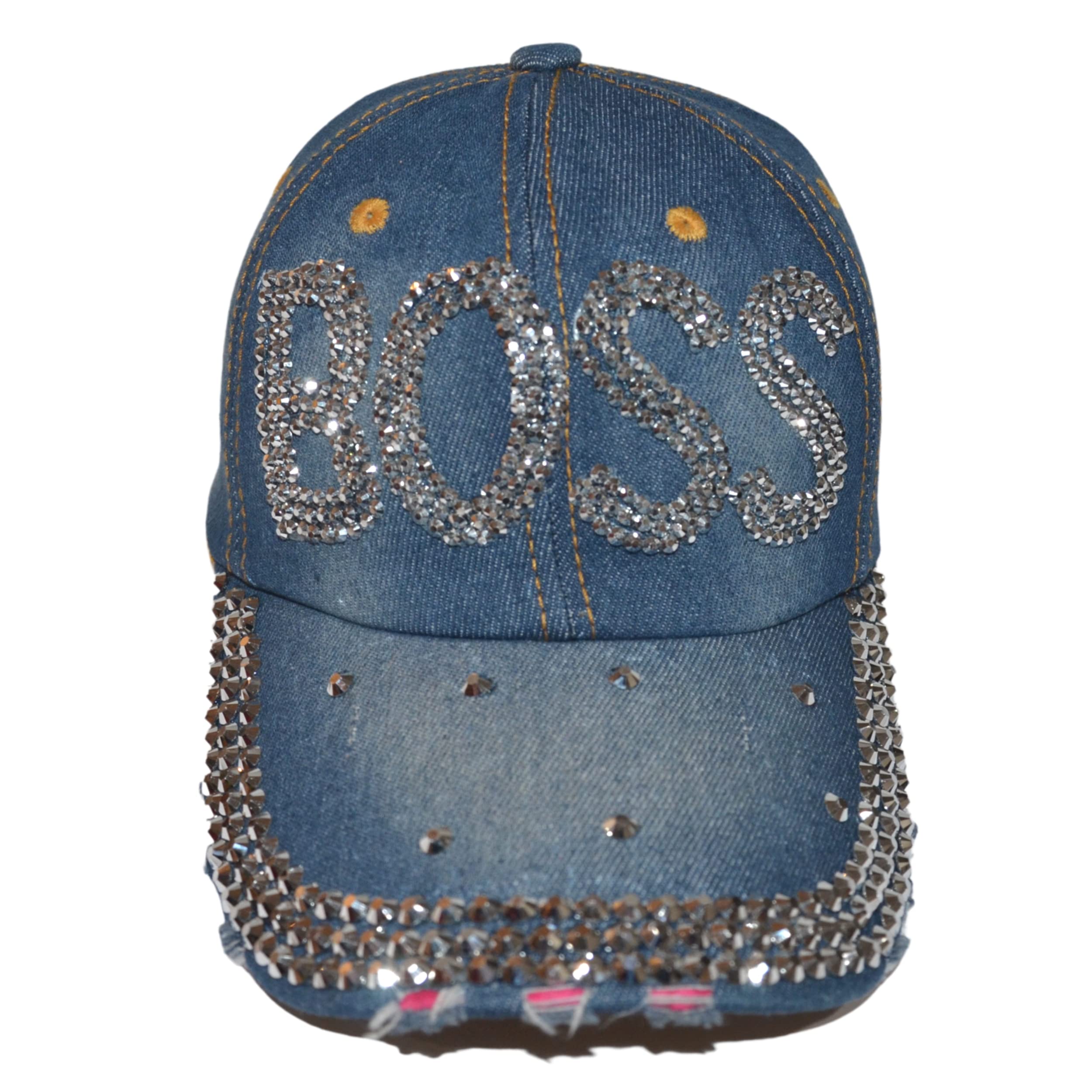 Stylish Popfizzy Bling Hats for Women - Rhinestone Baseball Caps & Bejeweled Distressed Denim Hats | Perfect Bling Gifts for Parties, Festivals & Everyday Fashion