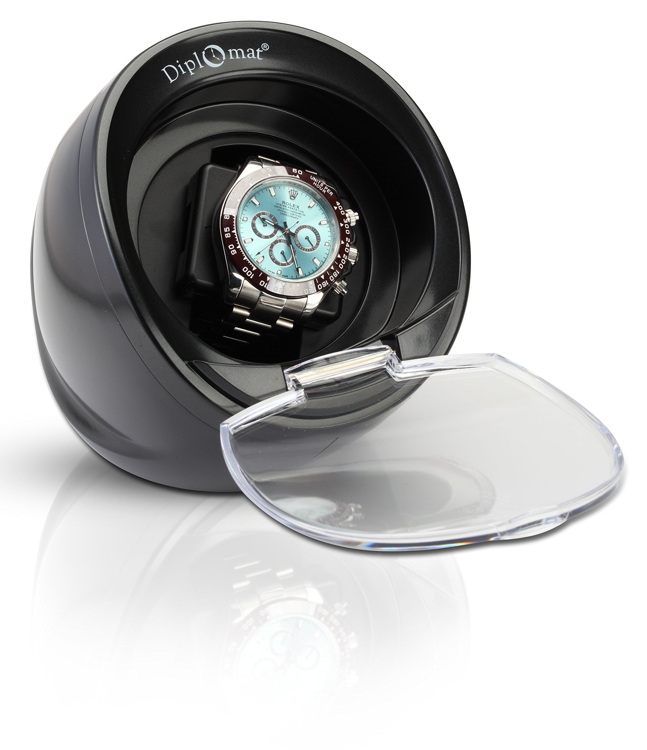 Premium Diplomat Single Watch Winder - Black | Built-in IC Timer | Automatic Watch Storage & Display | Perfect for Watch Collectors & Luxury Timepiece Maintenance