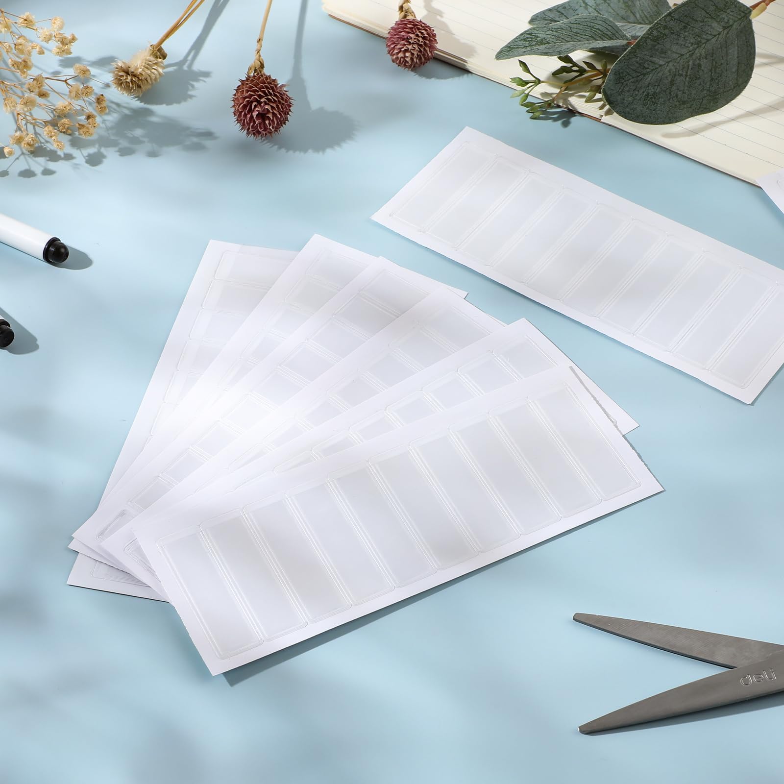 100 Pcs Clear Self-Adhesive Index Card Pockets - Top Open Plastic Label Sleeves for File Folders, Bins & Organizers (5.75x1.6cm) - Perfect for Library, Office & Home Storage Organization