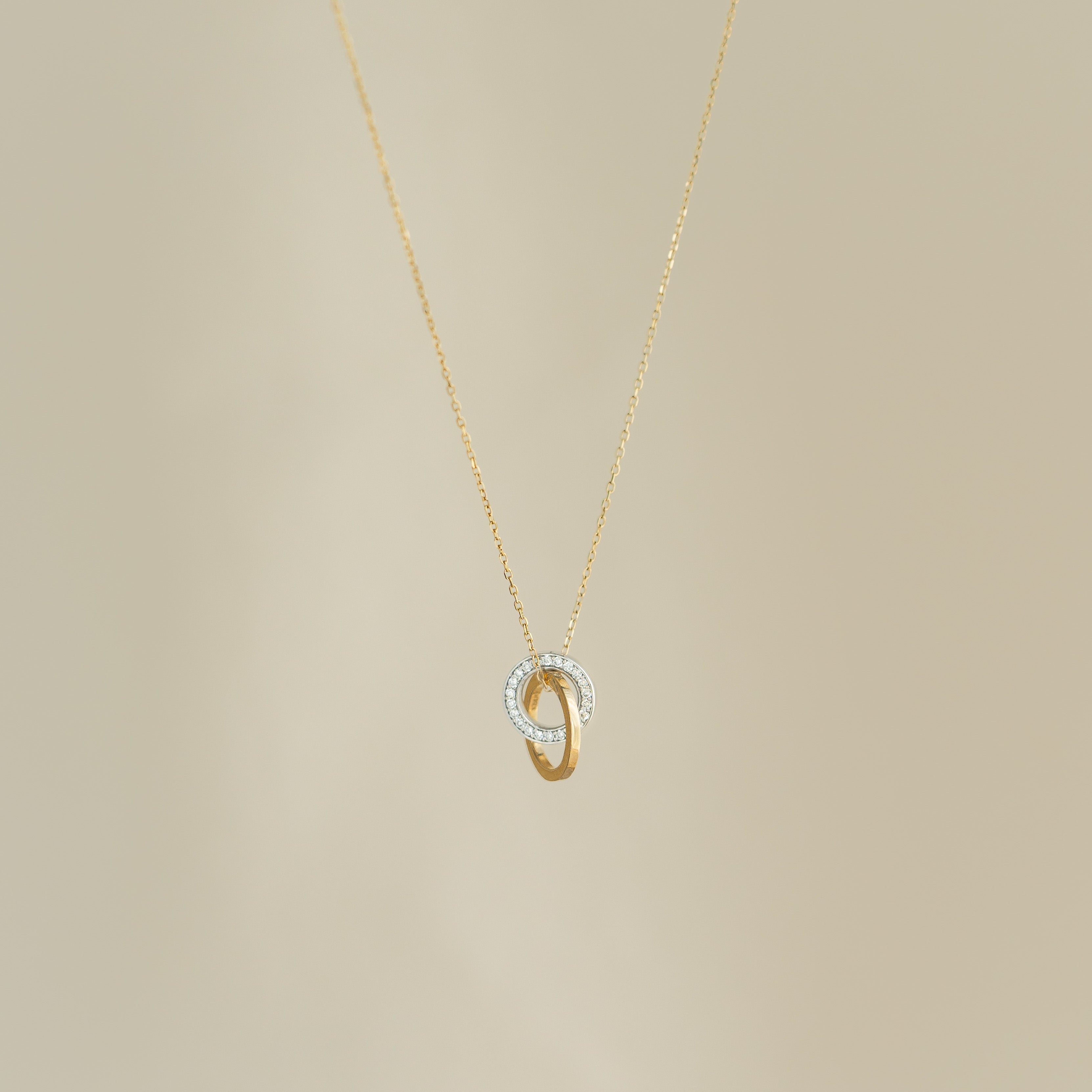 14K Gold Diamond Double Circle Pendant Necklace for Women - Elegant Layering Jewelry Gift for Anniversary, Birthday & Valentine's Day | Perfect for Date Night, Office Wear & Special Occasions