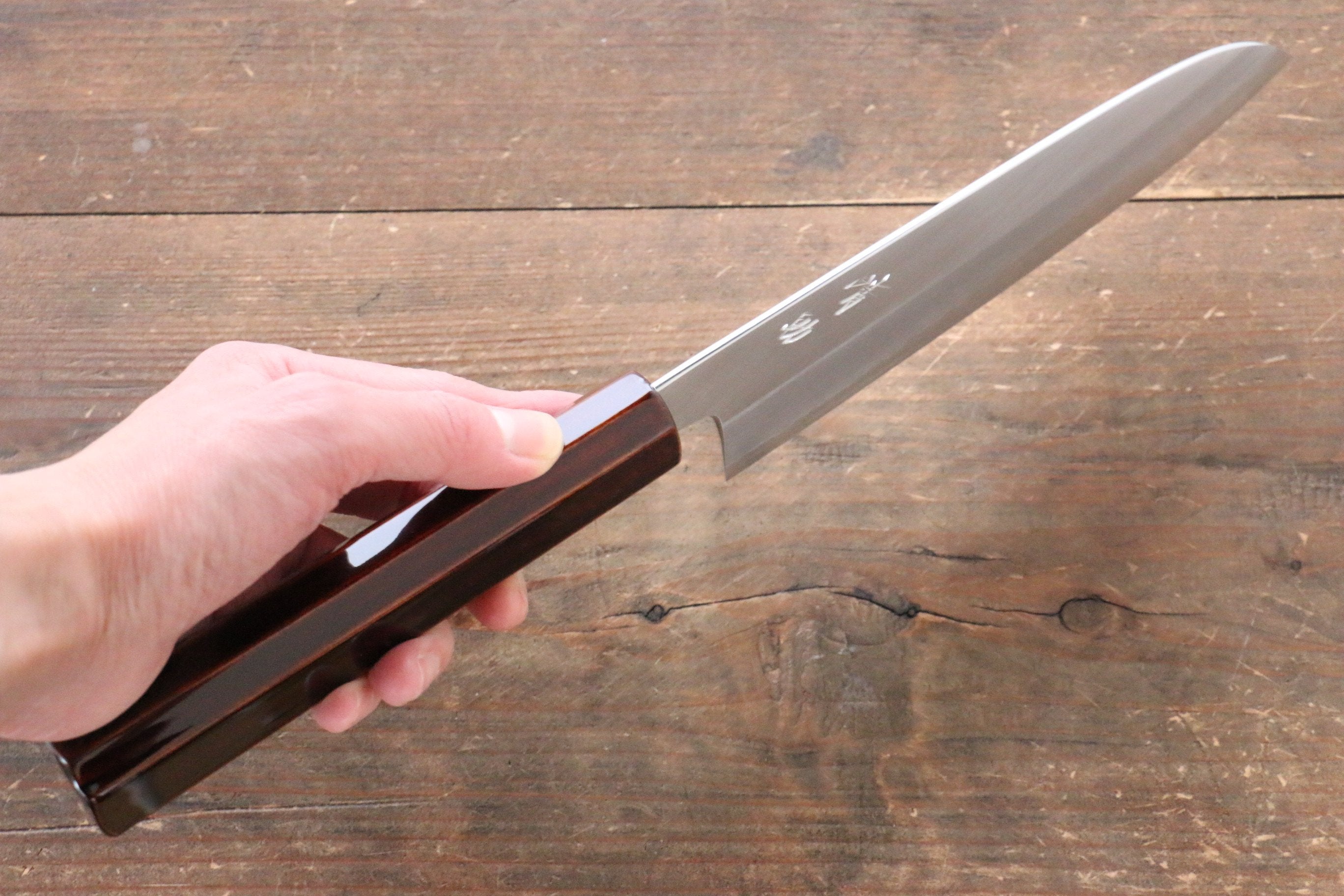 Premium Seisuke Silver Steel No.3 Santoku Knife 165mm - Japanese Chef Knife with Lacquered Wood Handle - Perfect for Slicing, Dicing & Chopping Vegetables, Meat & Fish
