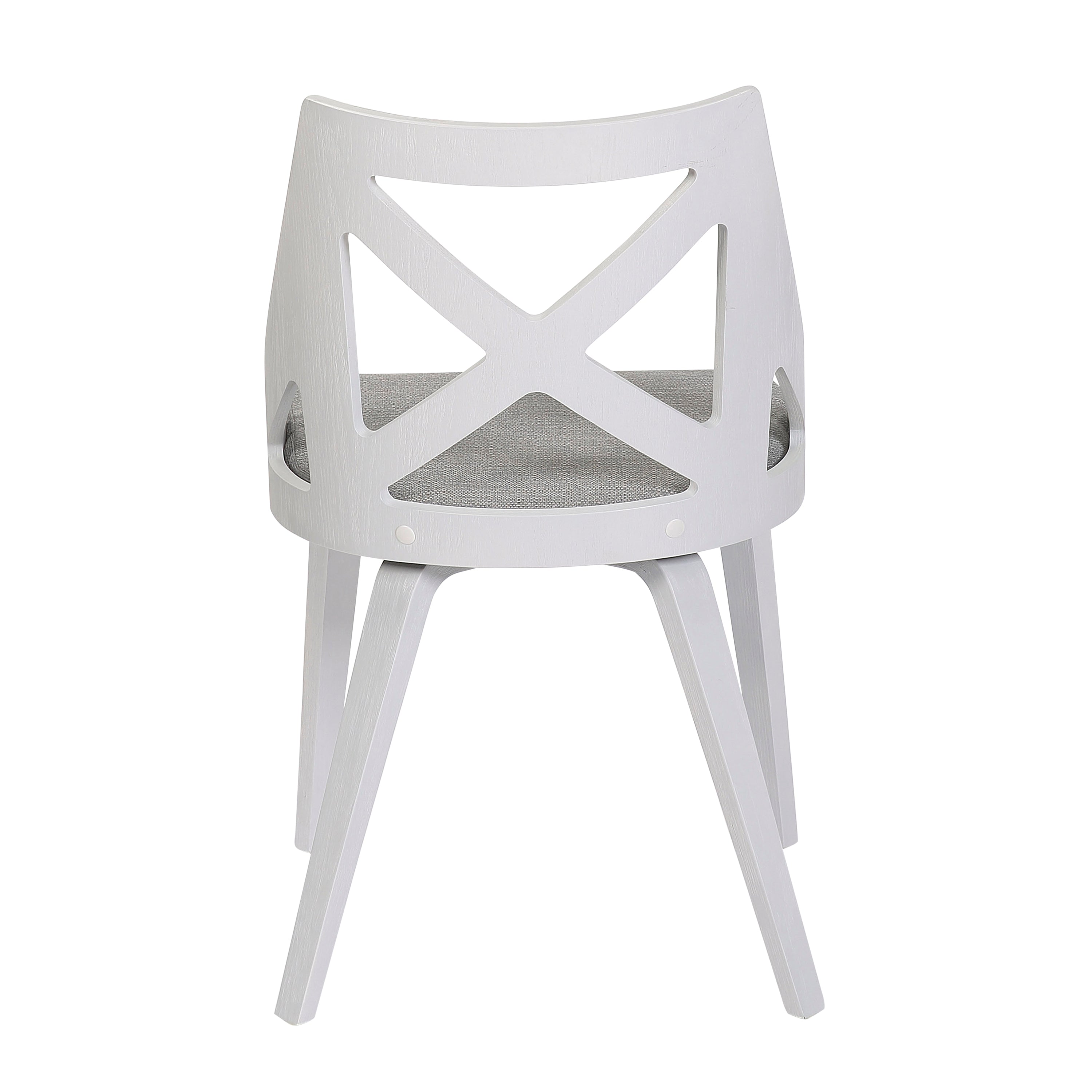 LumiSource Charlotte Farmhouse Chairs Set of 2 - White Textured Wood & Light Grey Fabric Upholstered Dining Chairs | Perfect for Farmhouse Dining Room, Kitchen Nook or Cozy Breakfast Corner