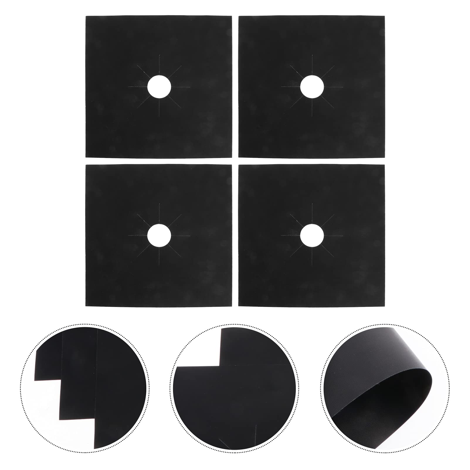 Hemoton 4-Piece Gas Range Cover Set - Reusable Stove Top Protector, Non-Stick Hob Liner for Gas Stoves (Black) - Perfect for Kitchen Safety & Easy Cleaning During Cooking