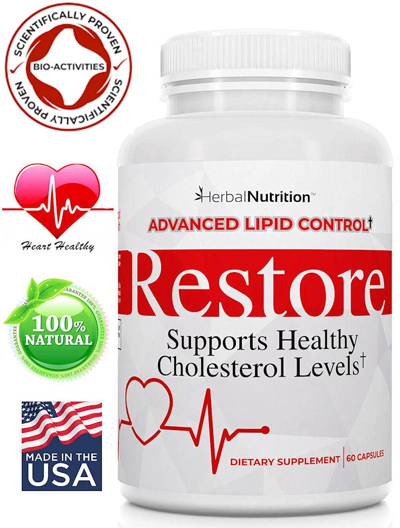 Restore Advanced Lipid Control Supplement - All-Natural Red Yeast Rice, Grape Seed & Folic Acid for Healthy Cholesterol Support | Promotes Cardiovascular Wellness | Perfect for Heart Health Maintenance & Daily Wellness Routine