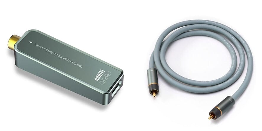 DD ddHiFi TC100S Portable Digital Interface & RC100C RCA OCC Coaxial Cable (Detachable Version) - High-Quality Audio Connection for Home Theater, Studio Recording & Hi-Fi Systems
